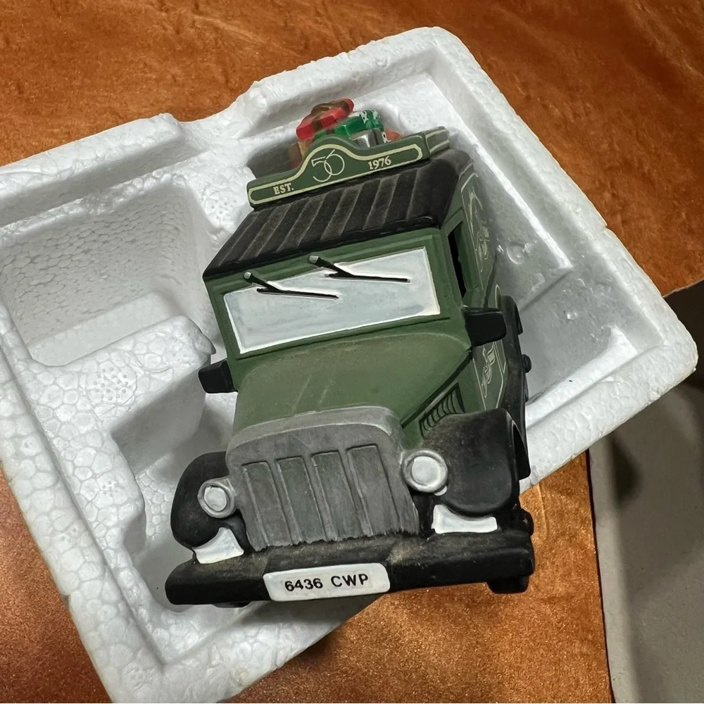 Vintage Department 56 Village Express Van ceramic hand painted green